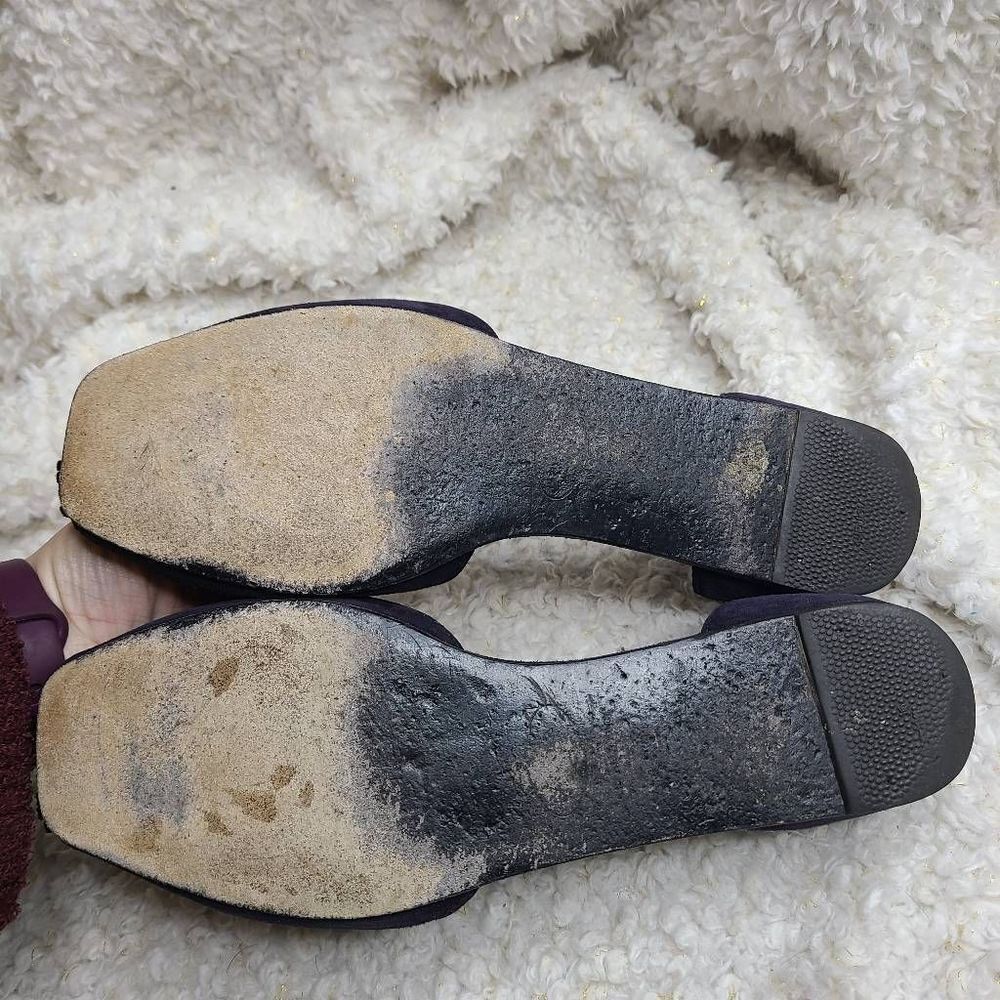 Prada Navy Blue Suede Leather Tassel‎ Peep-toe D'orsay Flats sz 40 - Picture 7 of 10